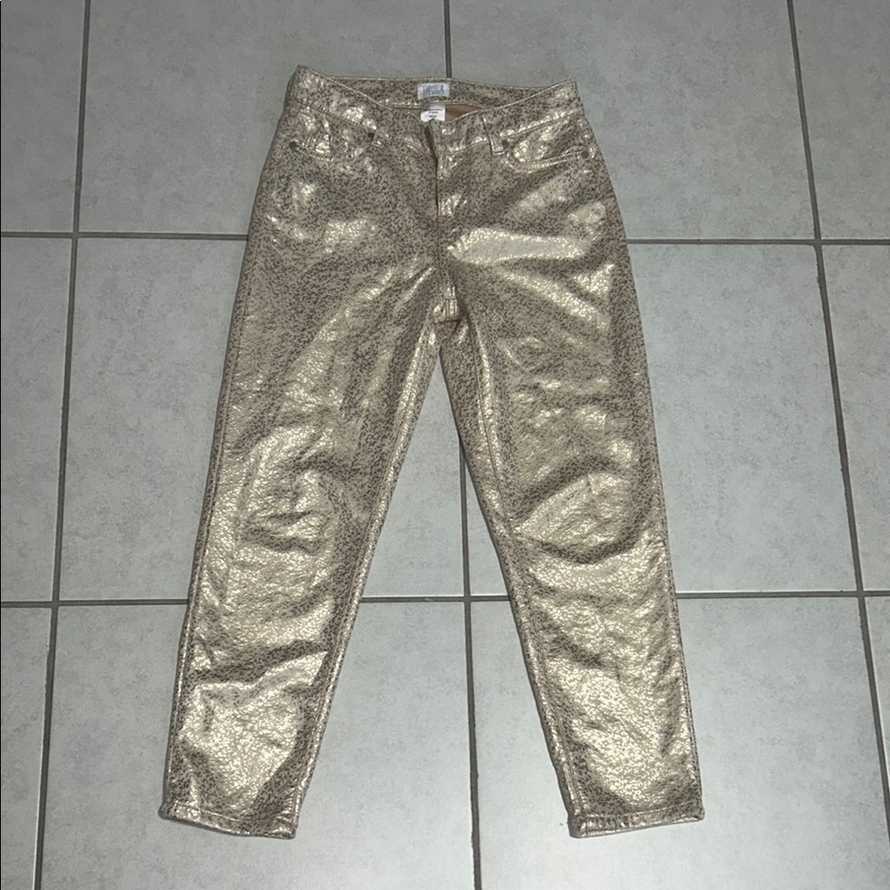 Gold Metallic Women Jeans